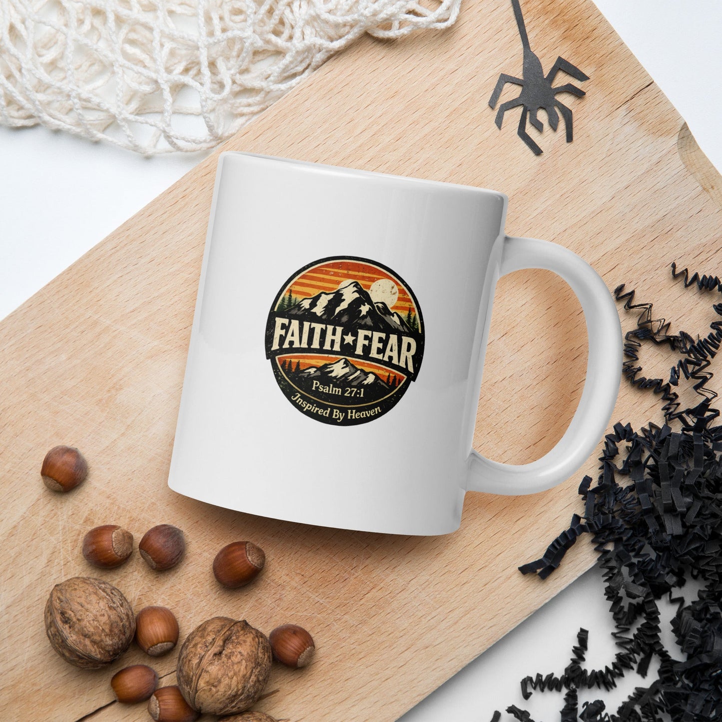 Faith Over Fear Christian Coffee Mug – Psalm 27:1 Bible Verse Mug - Inspired By Heaven