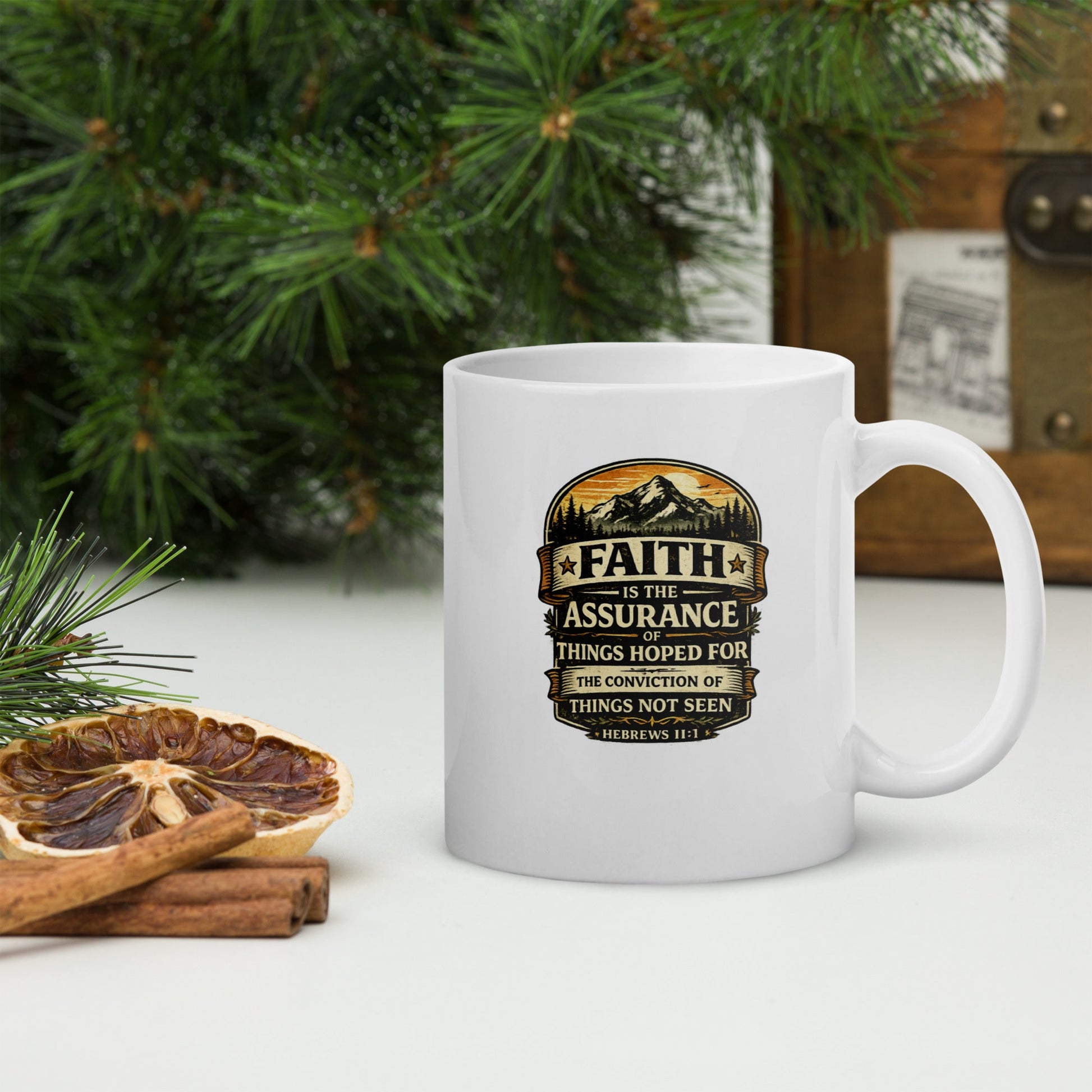 Hebrews 11:1 Christian Coffee Mug – Faith Is the Assurance Scripture Mug | Inspired By Heaven - Inspired By Heaven