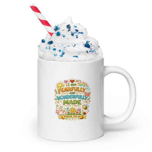 Psalm 139:14 Kids Christian Mug – Fearfully and Wonderfully Made | Inspired By Heaven - Inspired By Heaven
