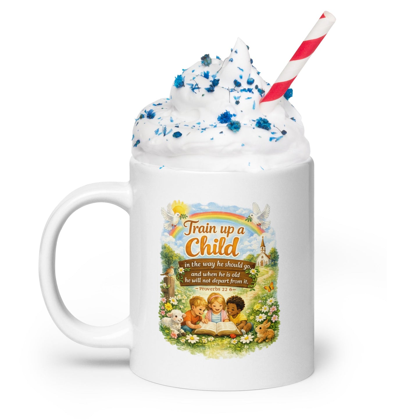 White glossy mug - Proverbs 22:6 - Inspired By Heaven