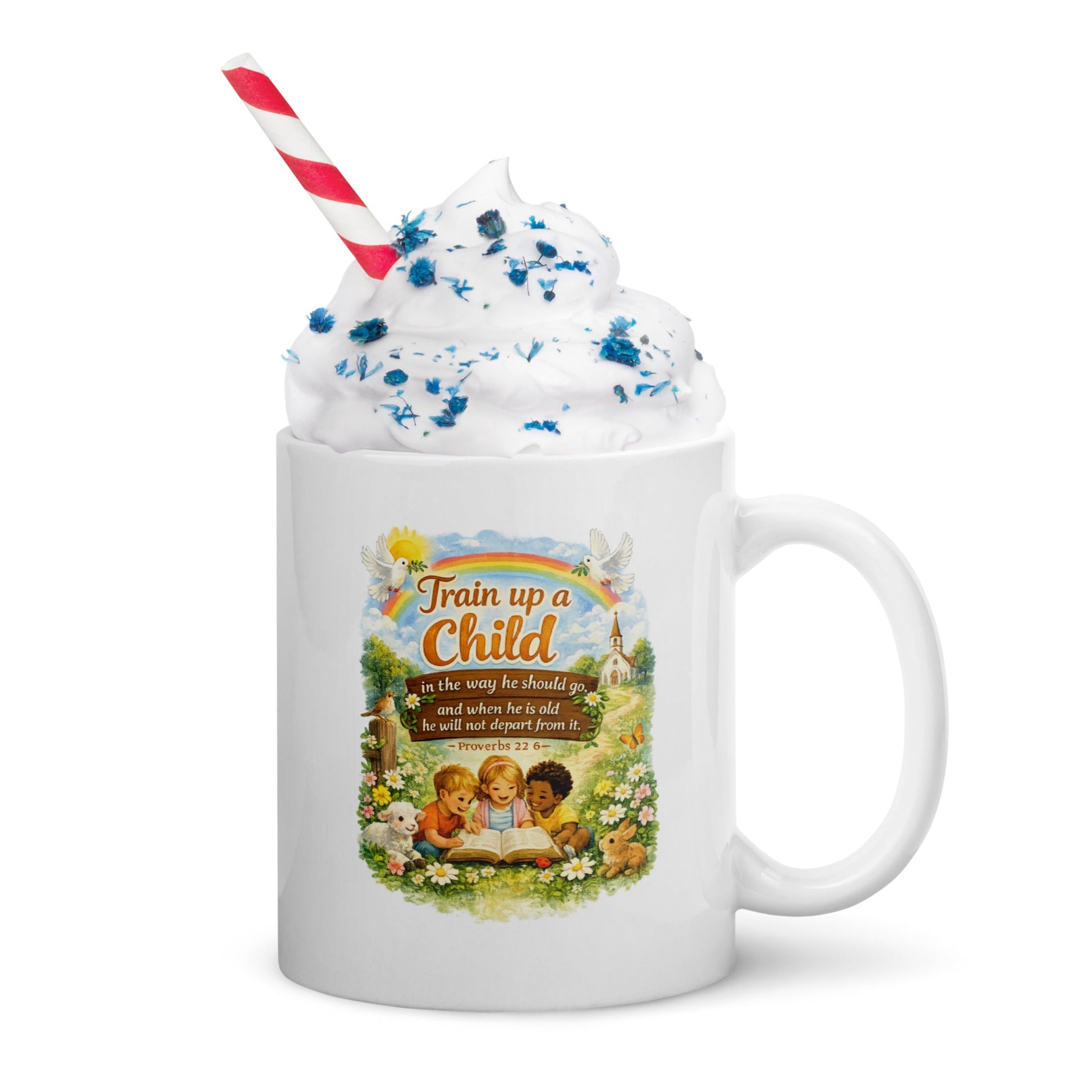 White glossy mug - Proverbs 22:6 - Inspired By Heaven