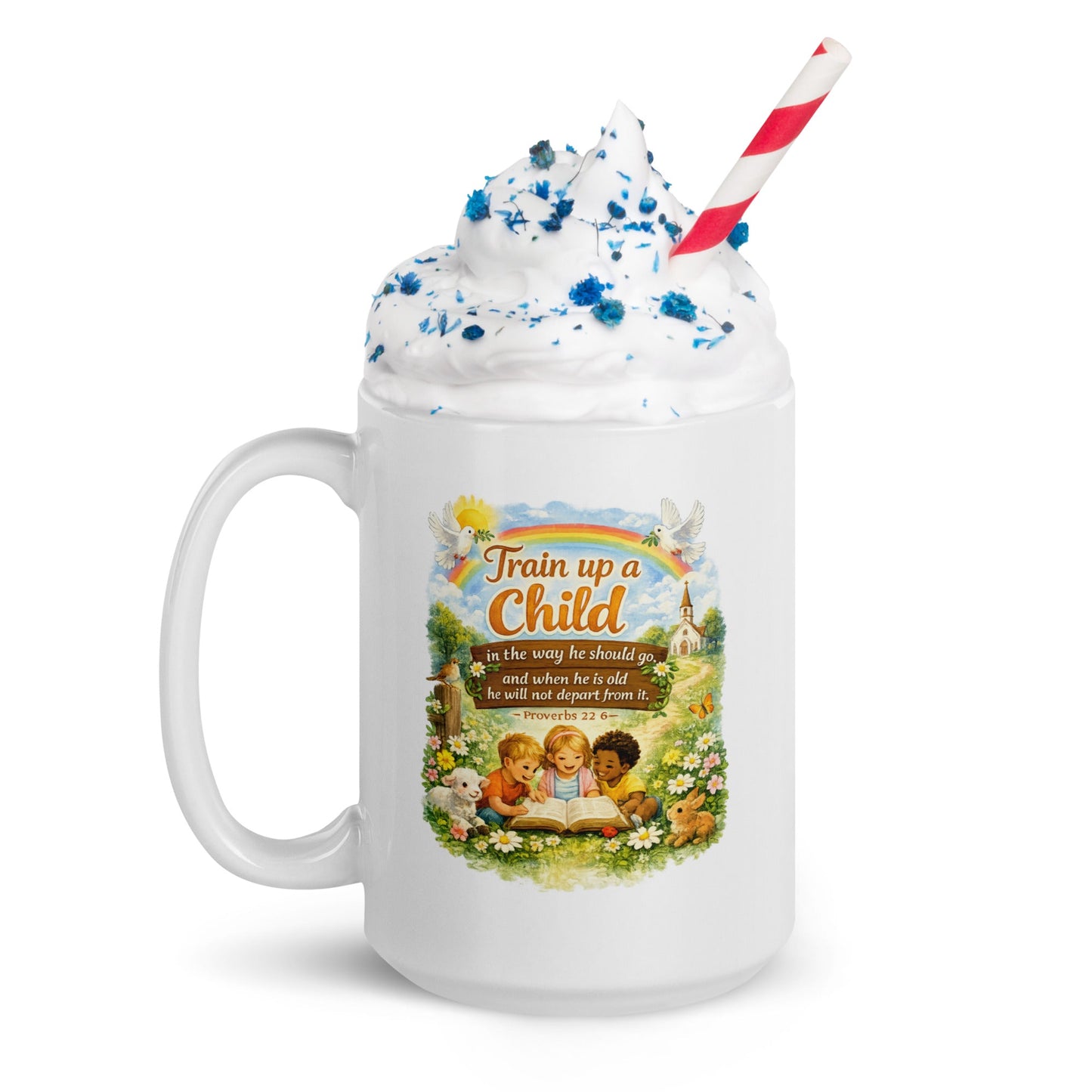 White glossy mug - Proverbs 22:6 - Inspired By Heaven