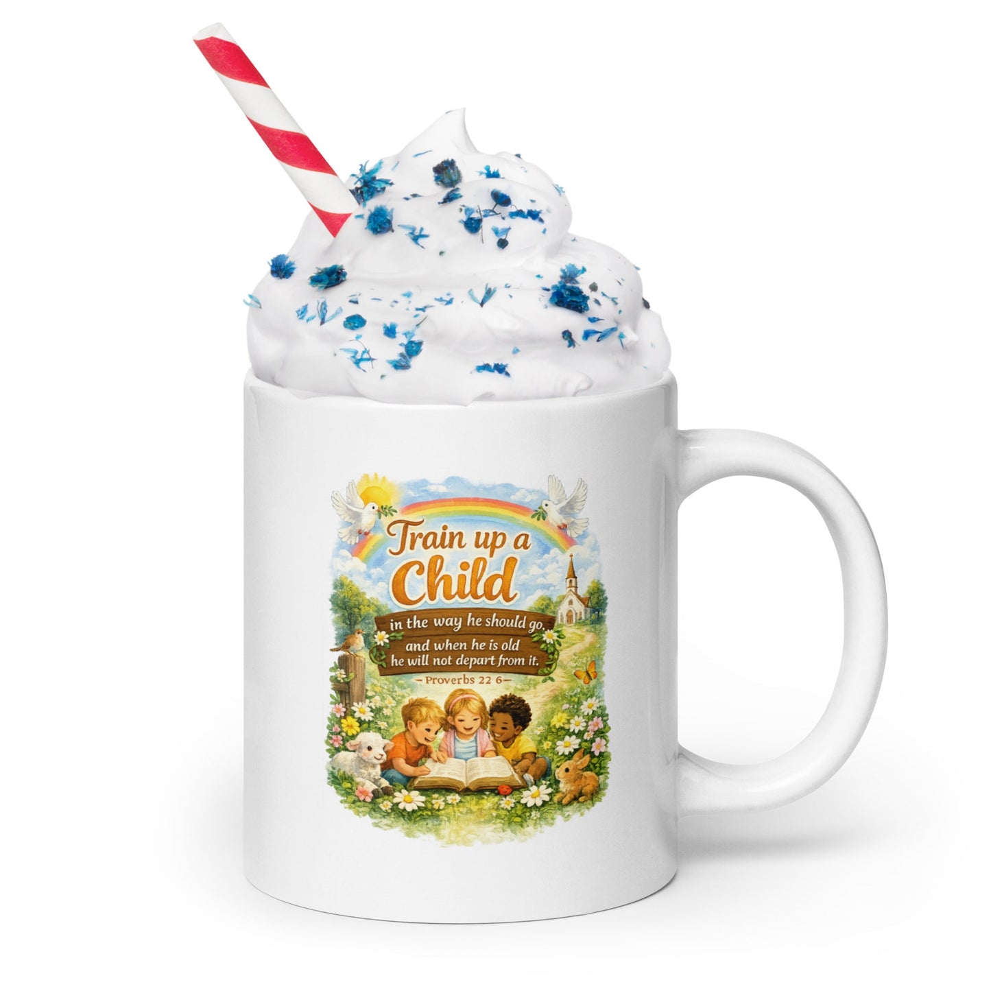 White glossy mug - Proverbs 22:6 - Inspired By Heaven