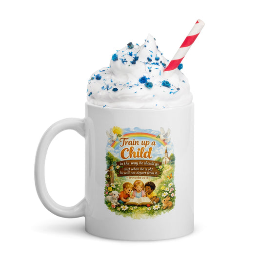 White glossy mug - Proverbs 22:6 - Inspired By Heaven